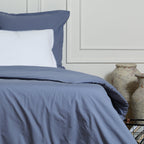 Nina - Pillowcase (x2) - Cotton Percale - Denim Blue