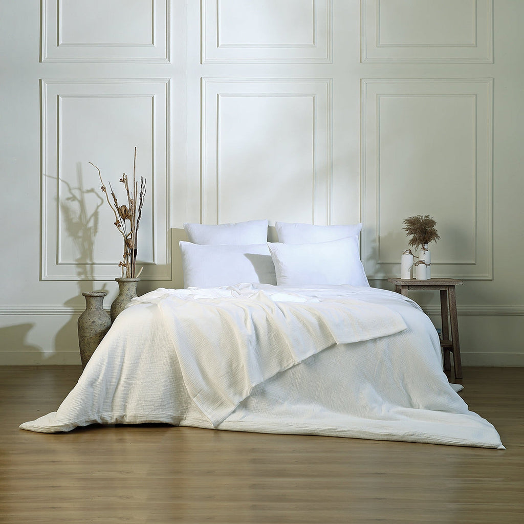 Carla - Funda De Almohada (X2) - Gasa De Algodón - Blanco