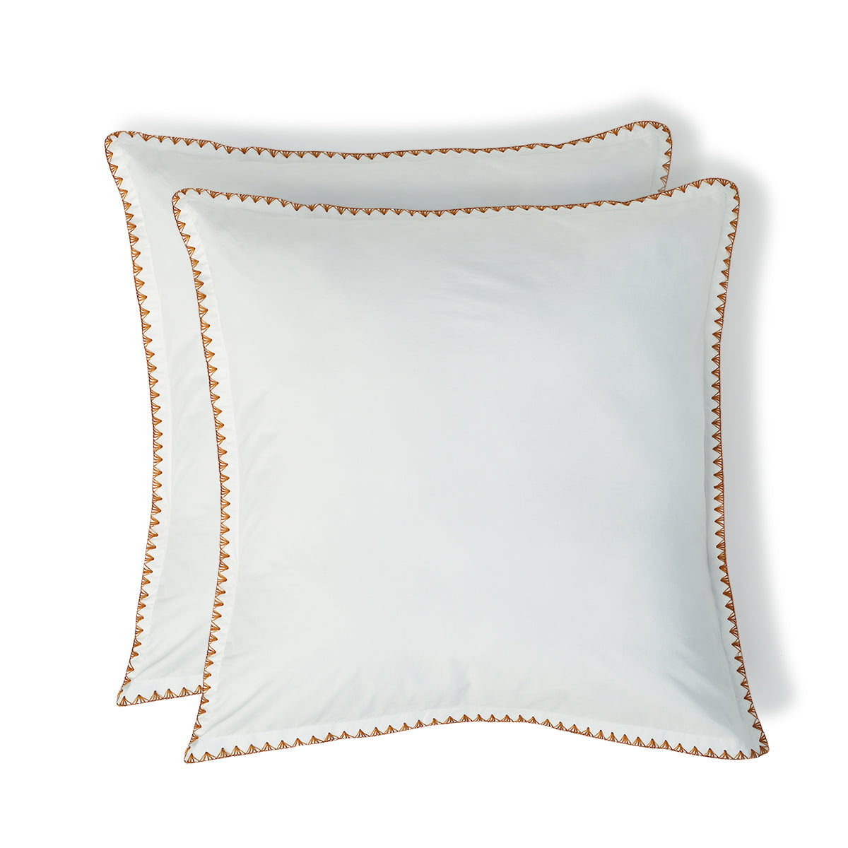 Zoé - Pillowcase (X2) - Cotton Percale - White/Caramel