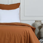 Zoé - Drap Plat - Percale De Coton - Blanc/Caramel