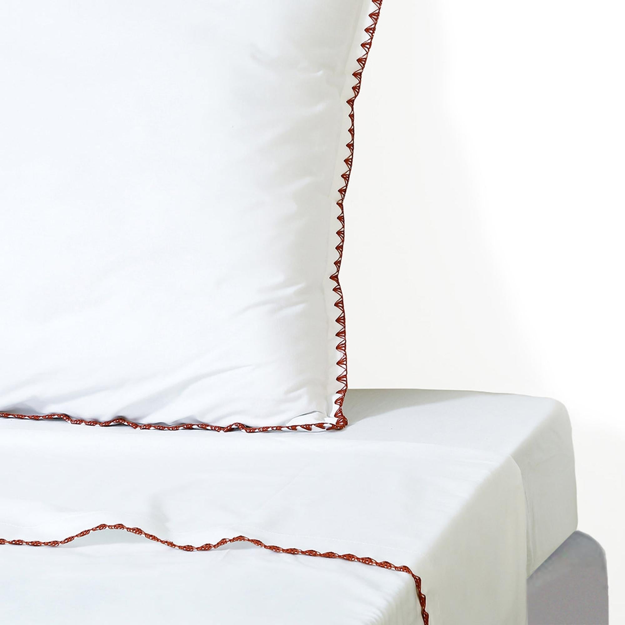 Zoé - Drap Plat - Percale De Coton - Blanc/Rouge