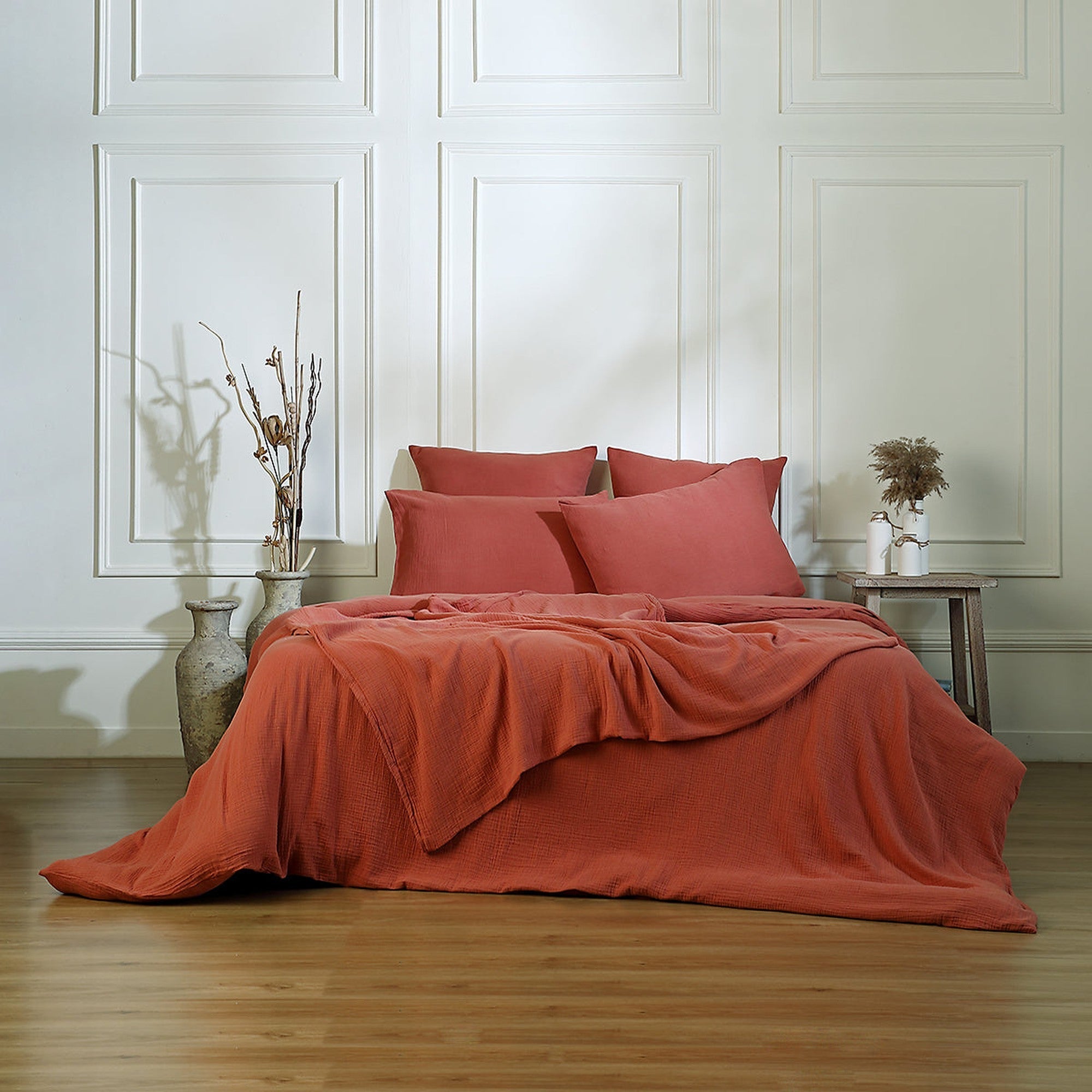 Carla - Duvet Cover - Cotton Gauze - Tuscan Red