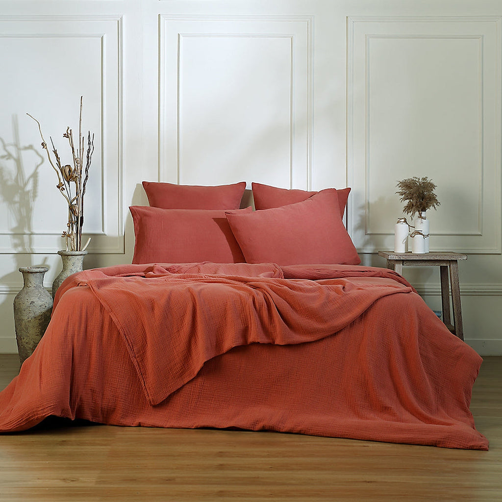 Carla - Duvet Cover - Cotton Gauze - Tuscan Red