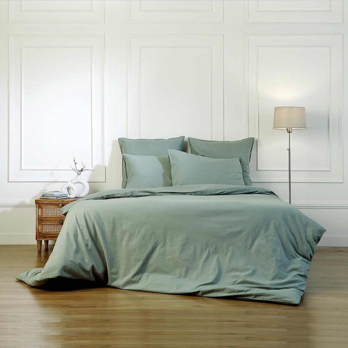 Luna - Duvet Cover - Washed Cotton - Celadon Green