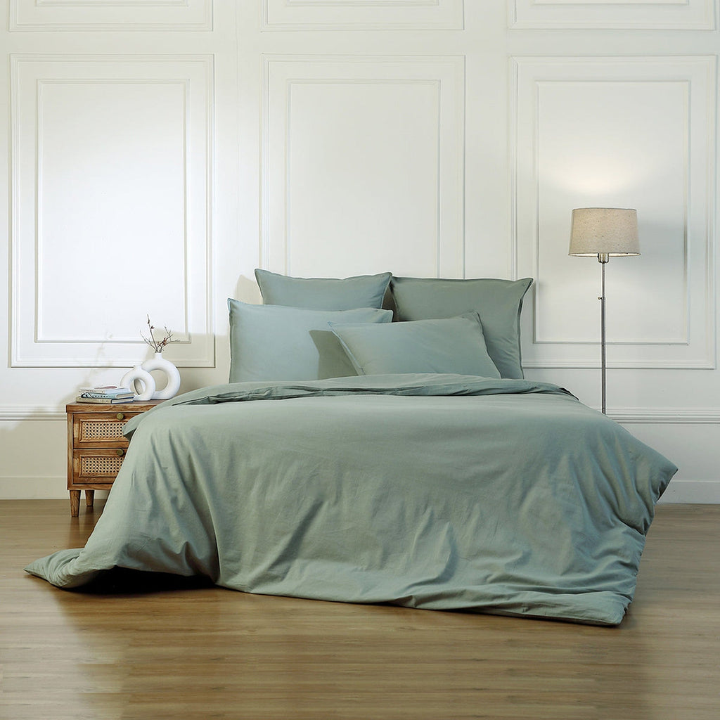 Luna - Duvet Cover - Washed Cotton - Celadon Green
