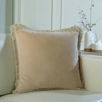Riva - Funda de Cojín - Terciopelo de Algodón - Beige