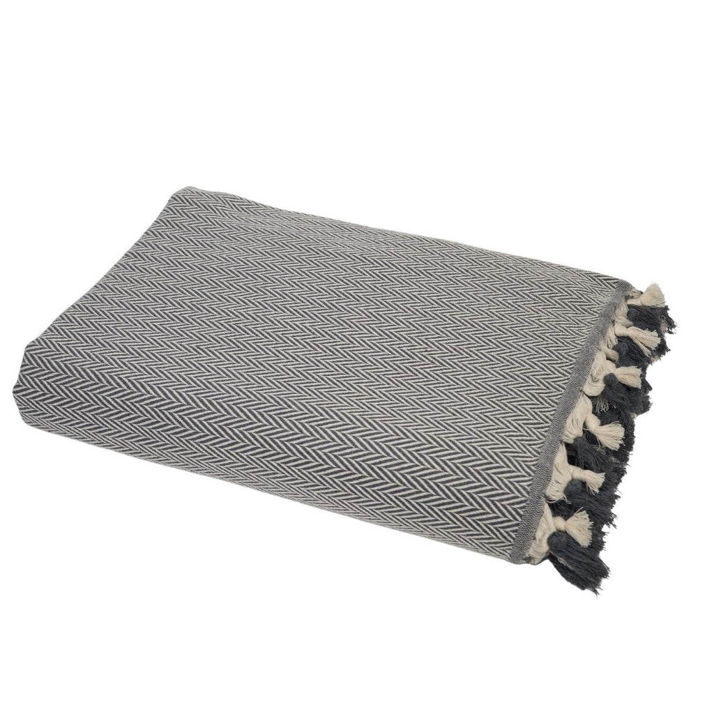 Megeve - Plaid - Coton - Gris Moyen