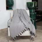 Megeve - Plaid - Coton - Gris Moyen