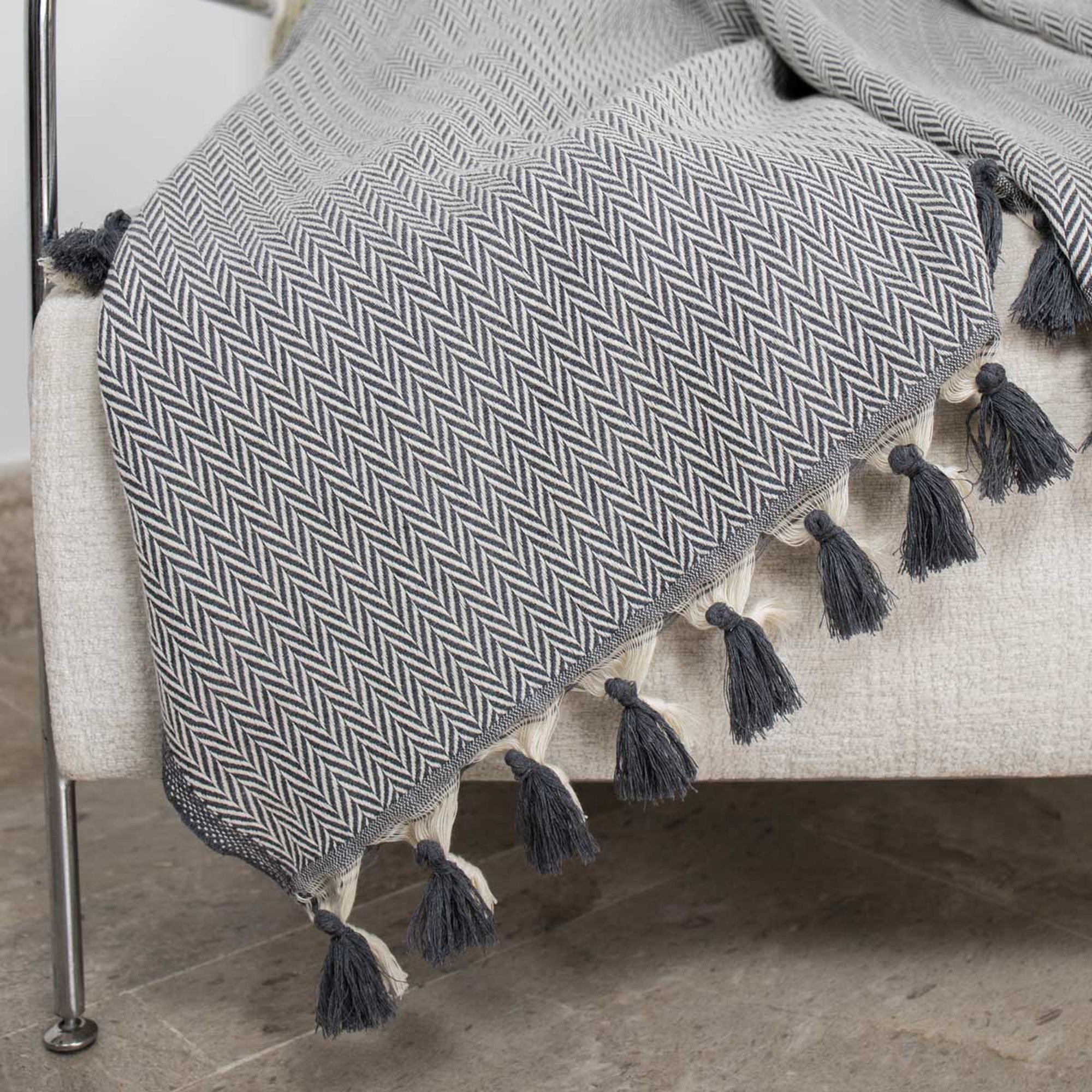 Megeve - Plaid - Coton - Gris Moyen