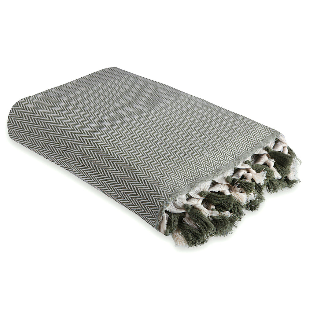 Megeve - Plaid - Coton - Vert Olive