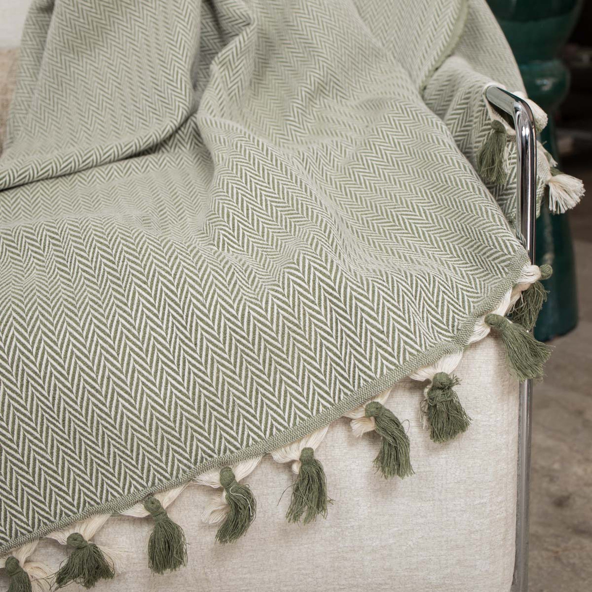 Megeve - Plaid - Coton - Vert Olive
