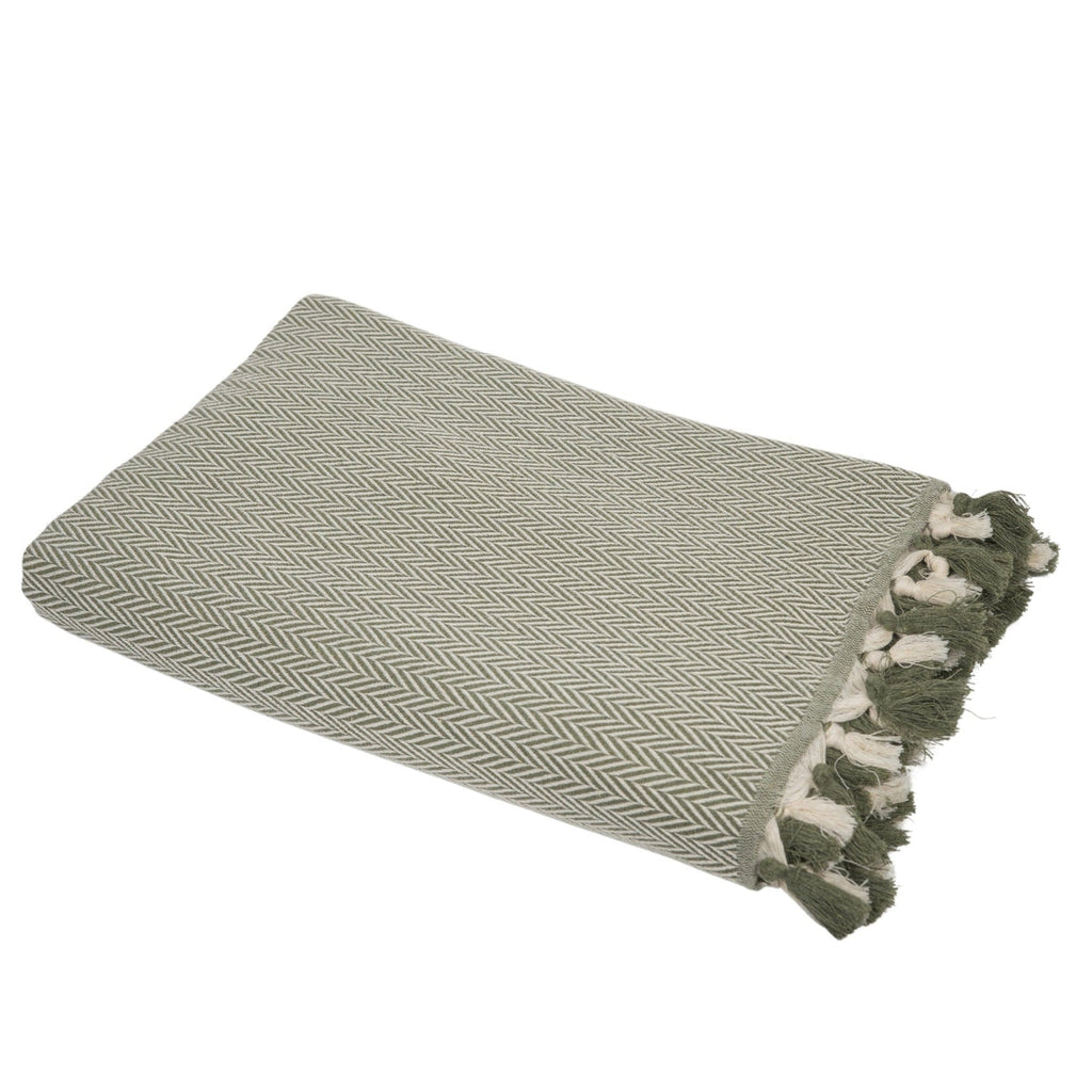 Megeve - Plaid - Coton - Vert Olive