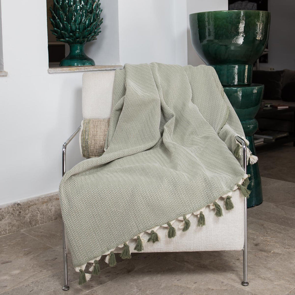 Megeve - Plaid - Coton - Vert Olive