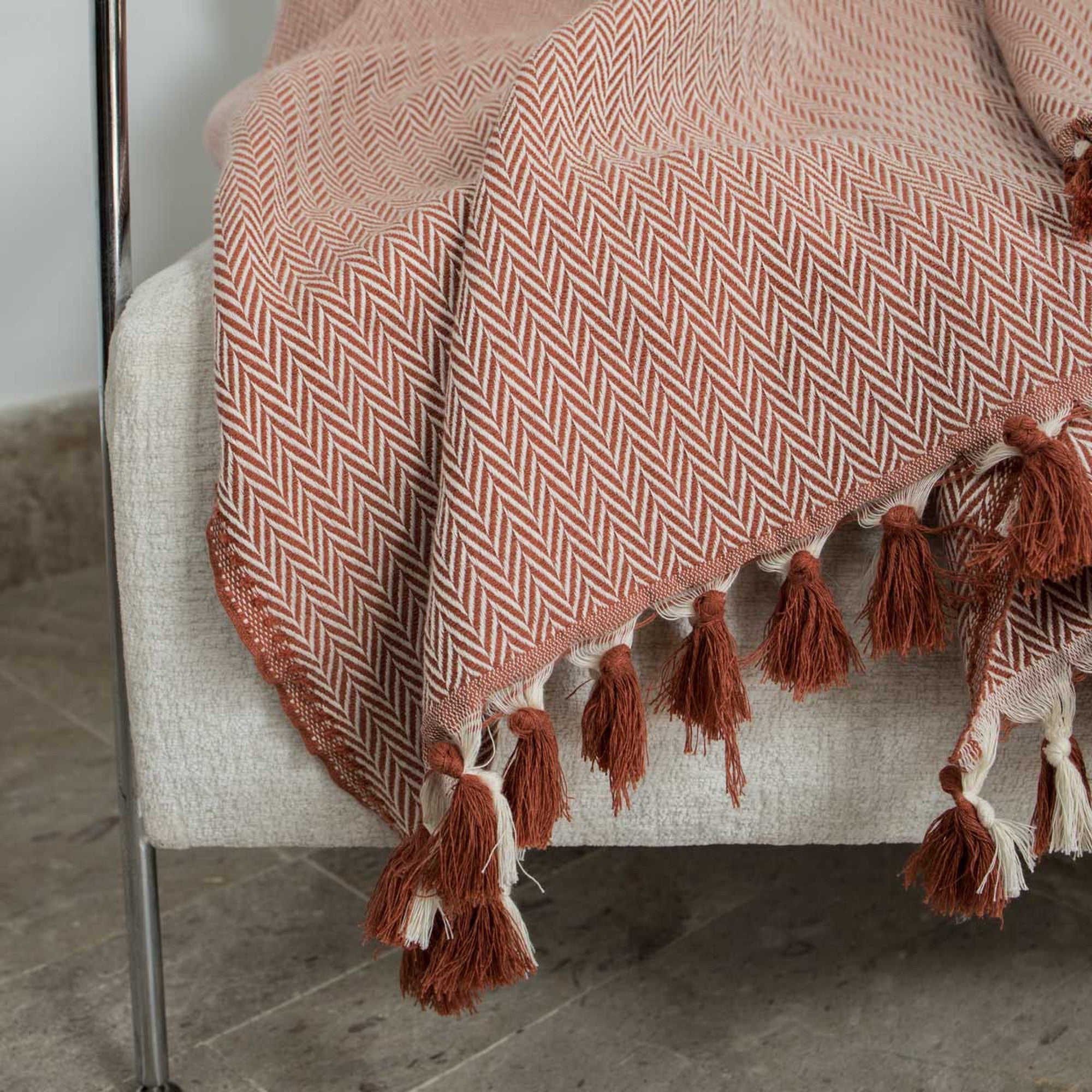 Megeve - Plaid - Coton - Rouge Tomette