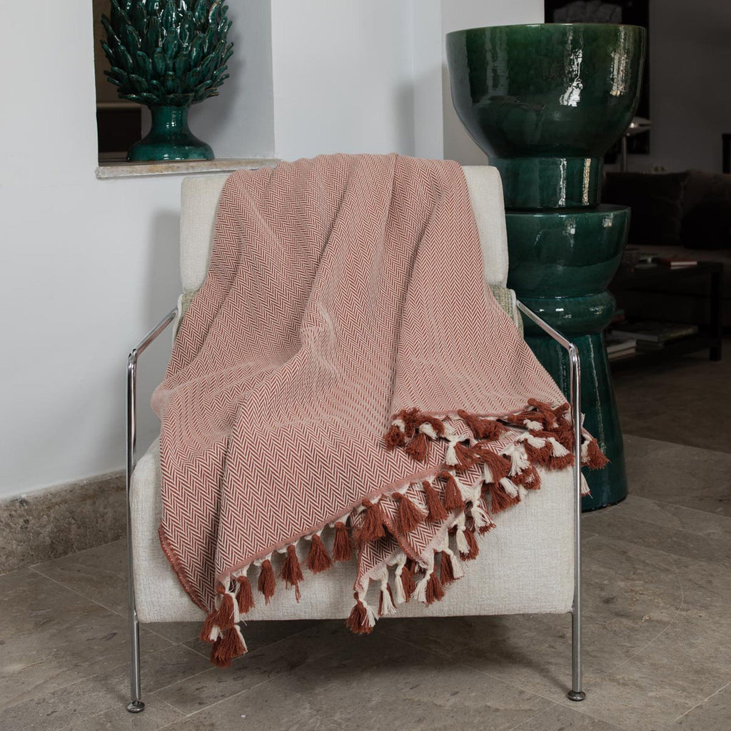 Megeve - Plaid - Coton - Rouge Tomette