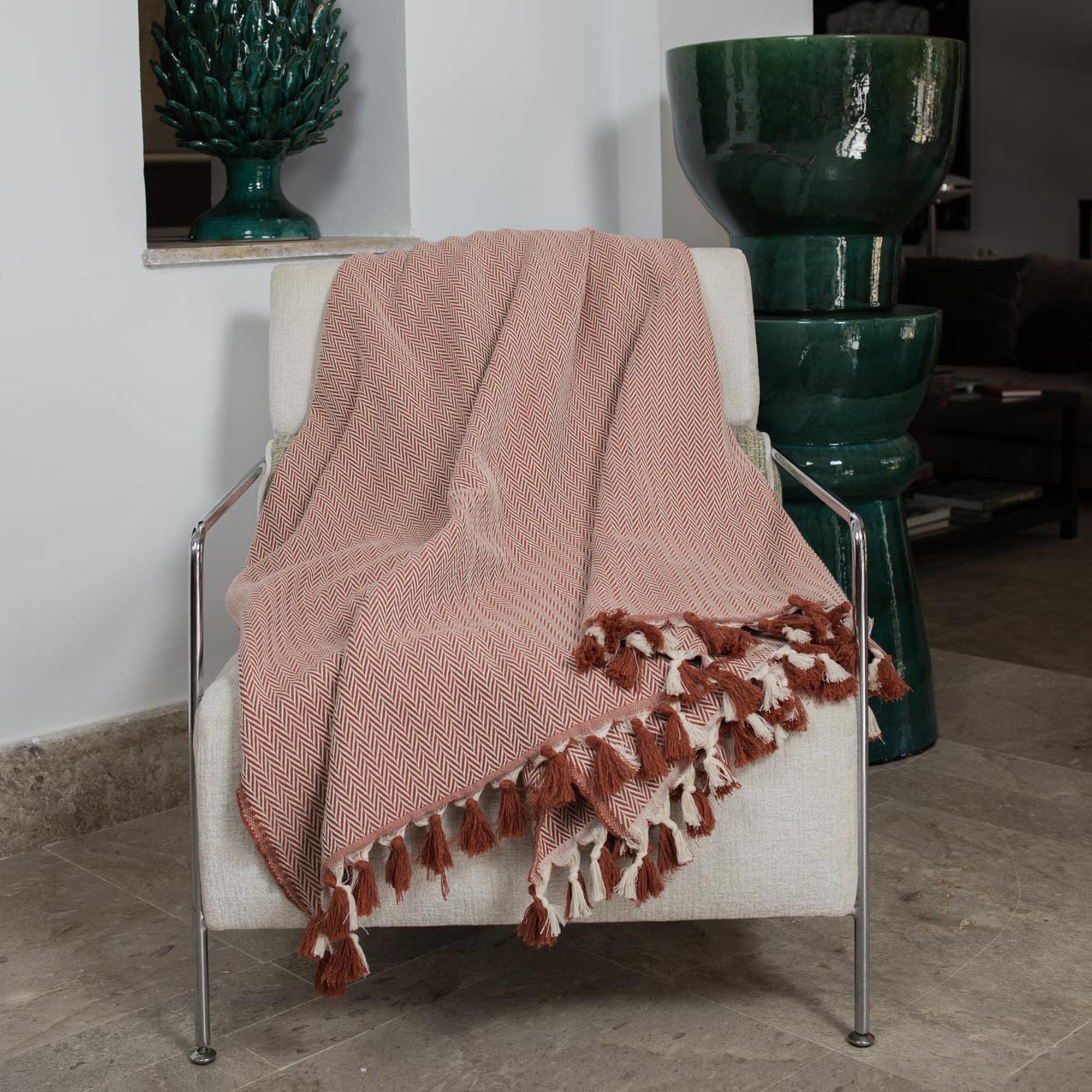 Megeve - Plaid - Coton - Rouge Tomette