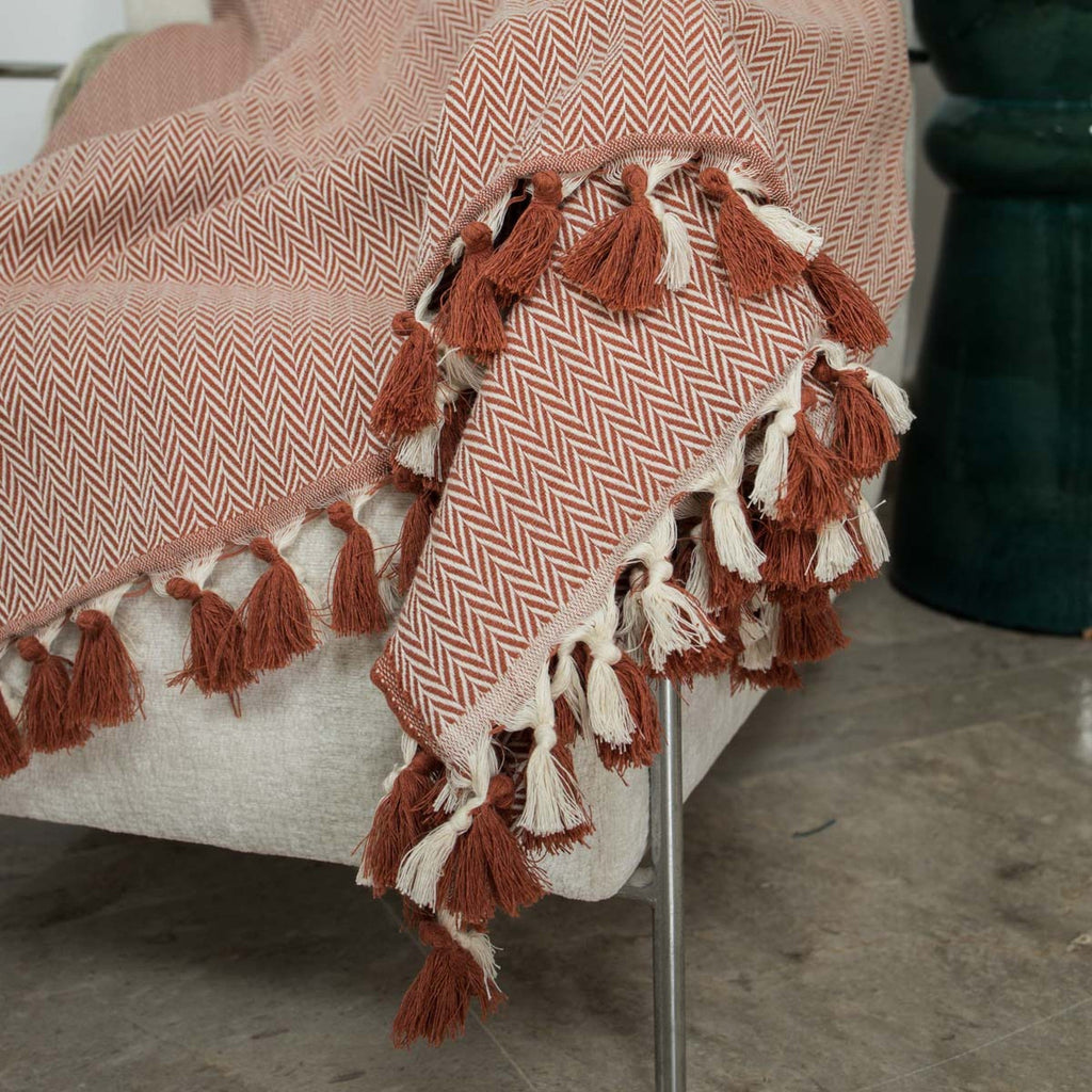 Megeve - Plaid - Coton - Rouge Tomette