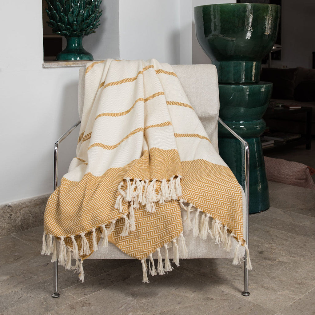 Liv - Plaid - Coton - Jaune Moutarde