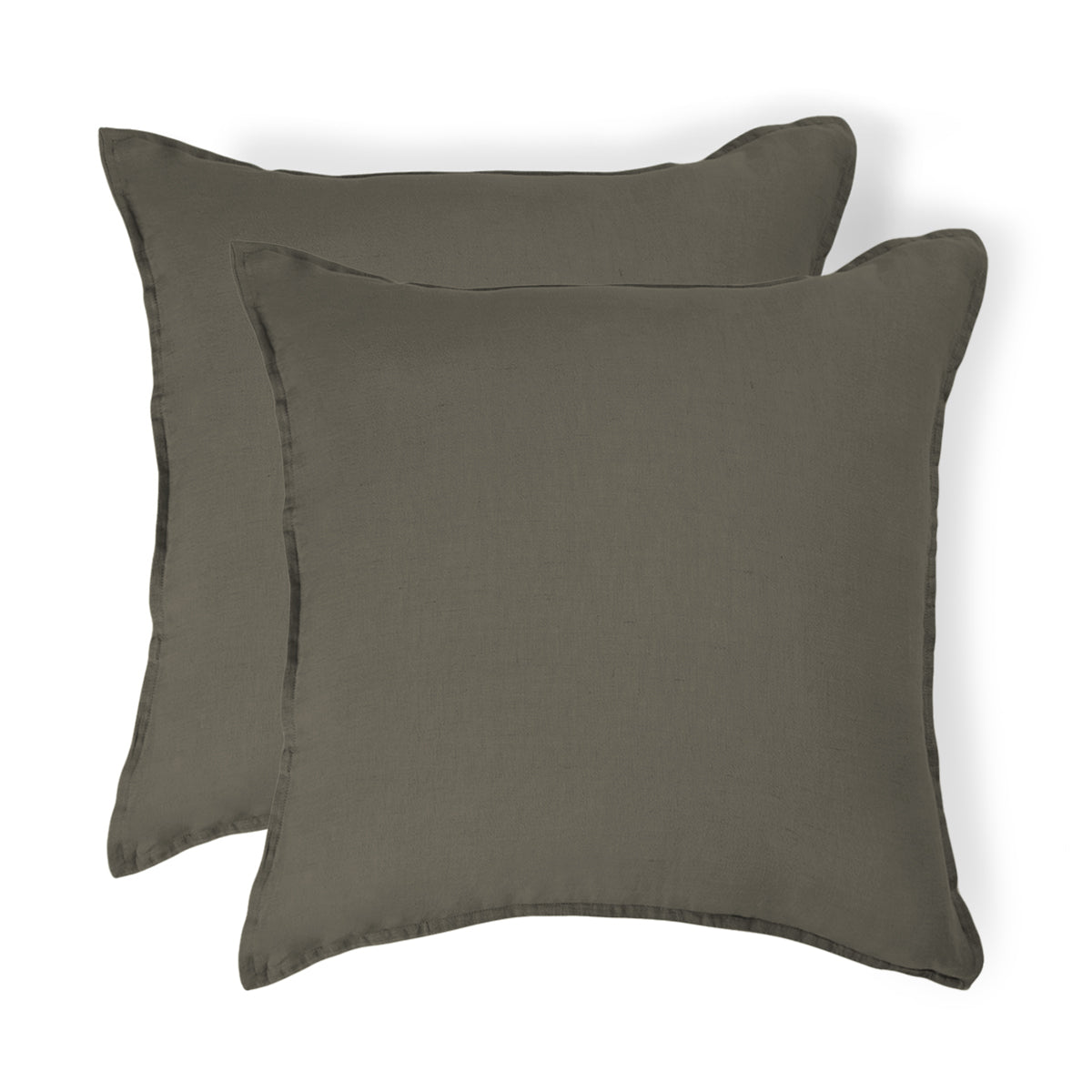 Camille - Funda De Almohada (X2) - Lino Lavado - Verde Caqui