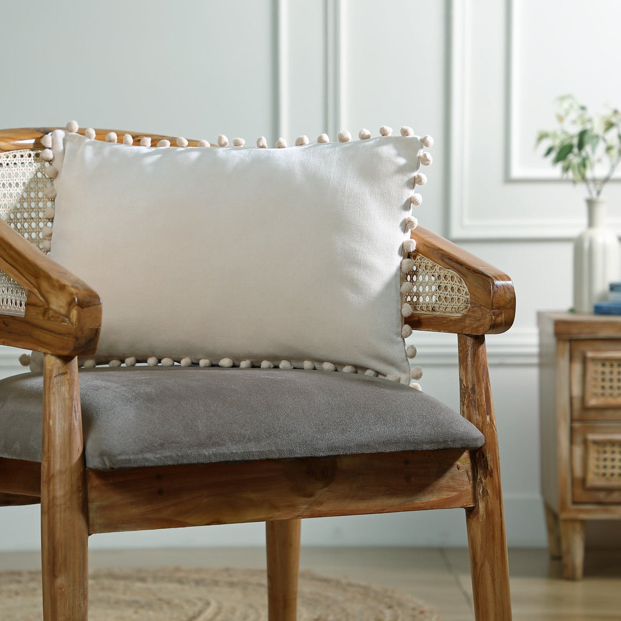 Velvet - Housse De Coussin - Velours De Coton - Craie