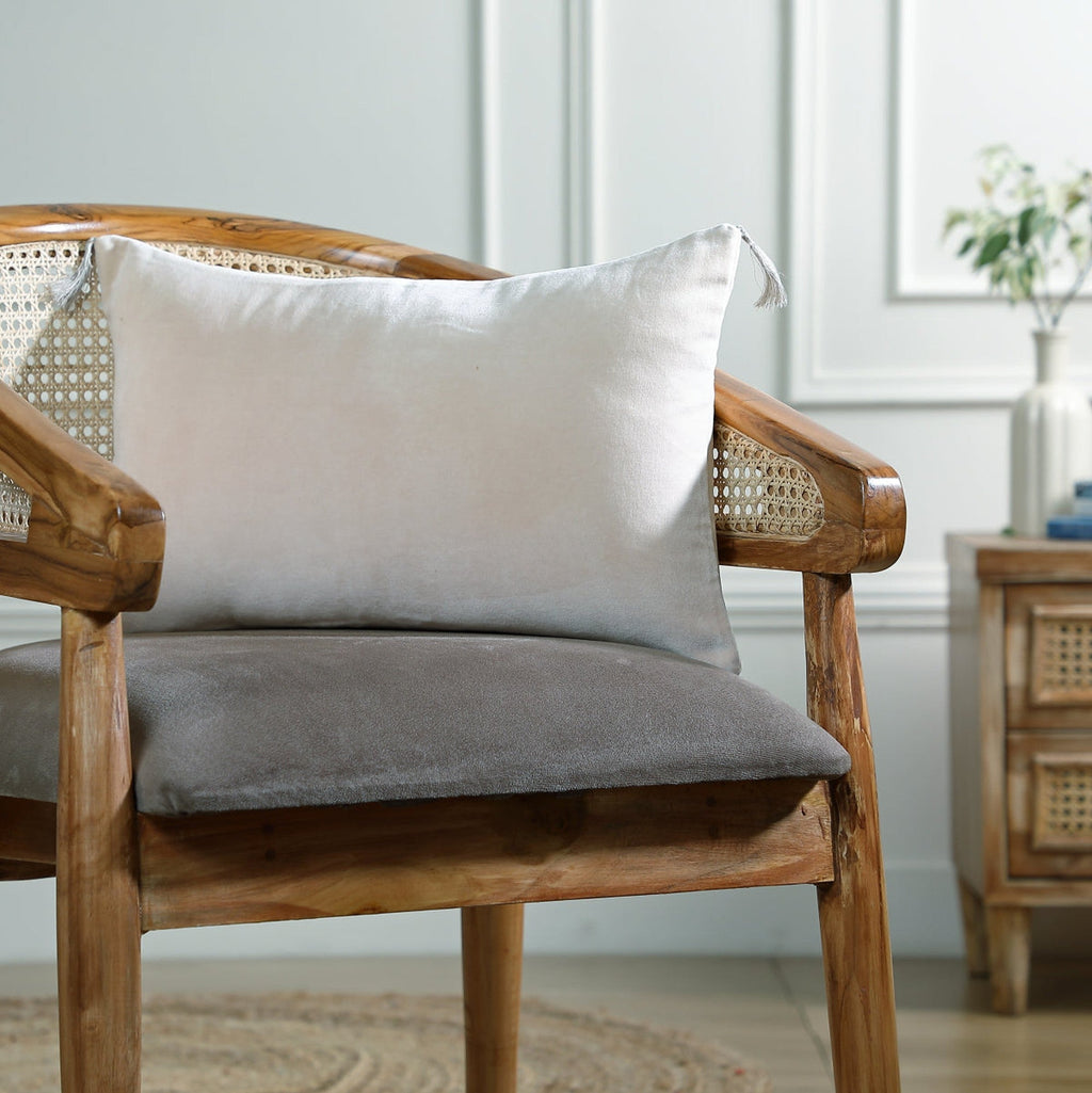 Danube - Coussin - Velours De Coton - Craie