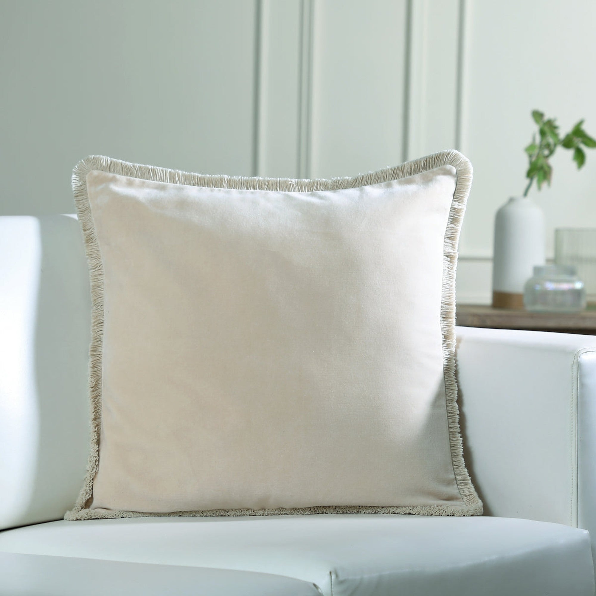 Riva - Housse De Coussin - Velours De Coton - Craie