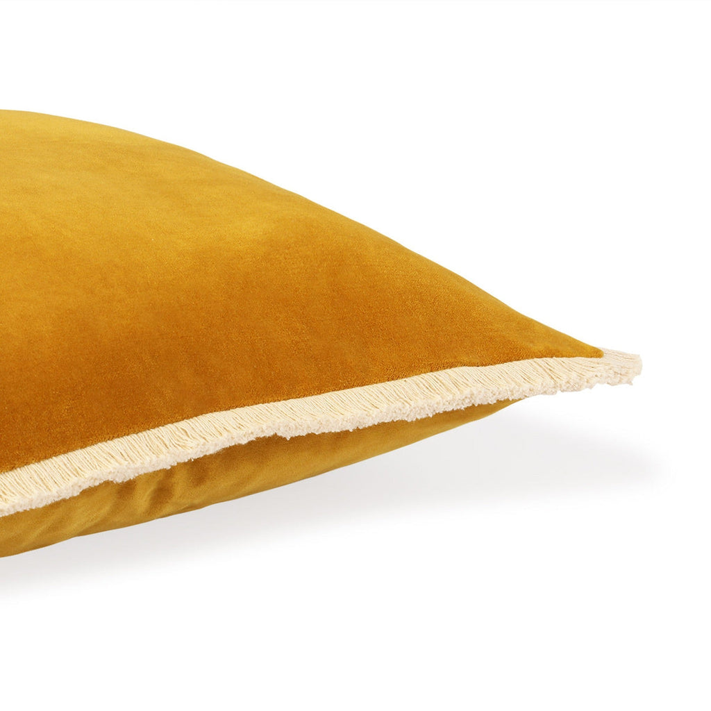Riva - Coussin - Velours De Coton - Jaune Moutarde