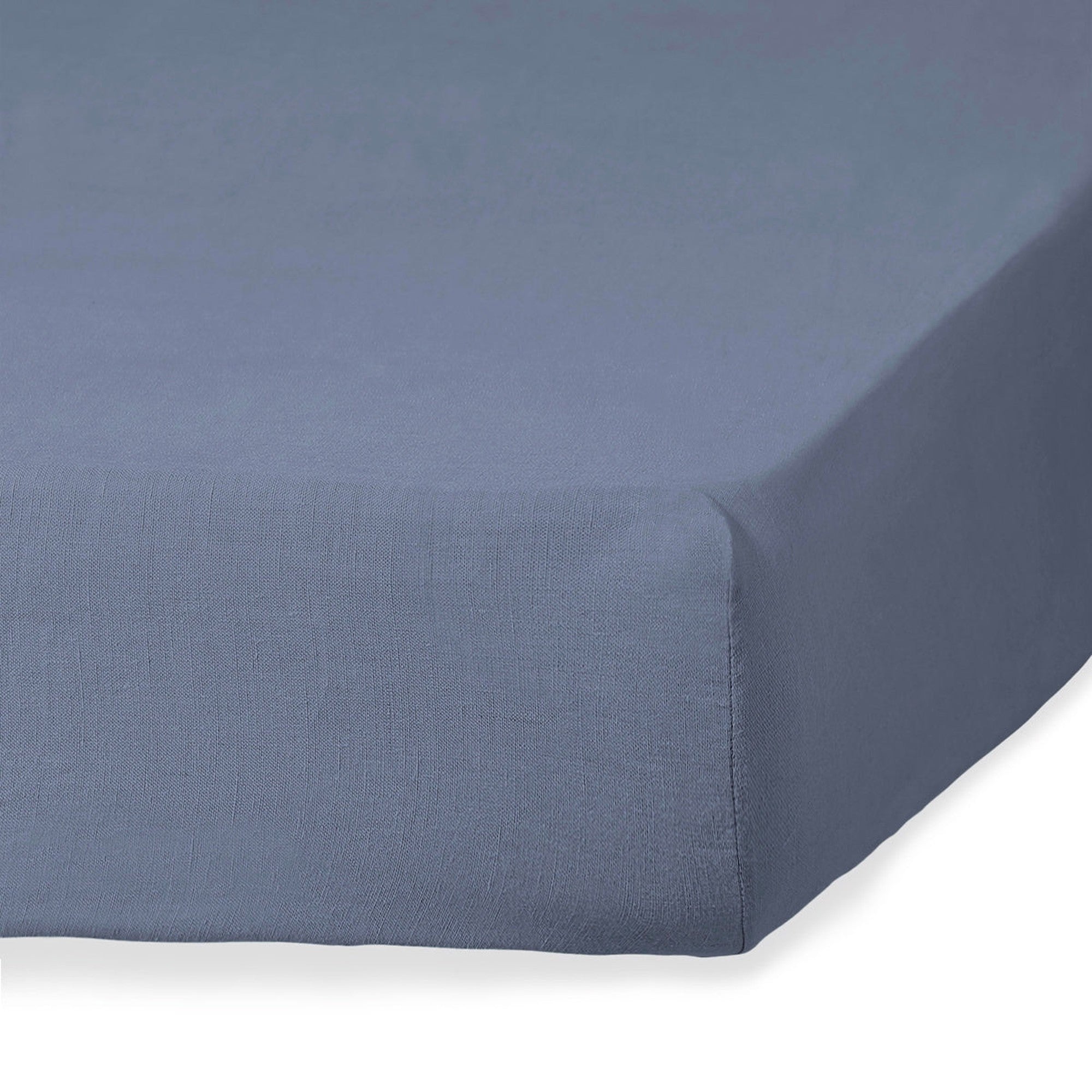 Camille - Fitted Sheet - Washed Linen - Storm Blue