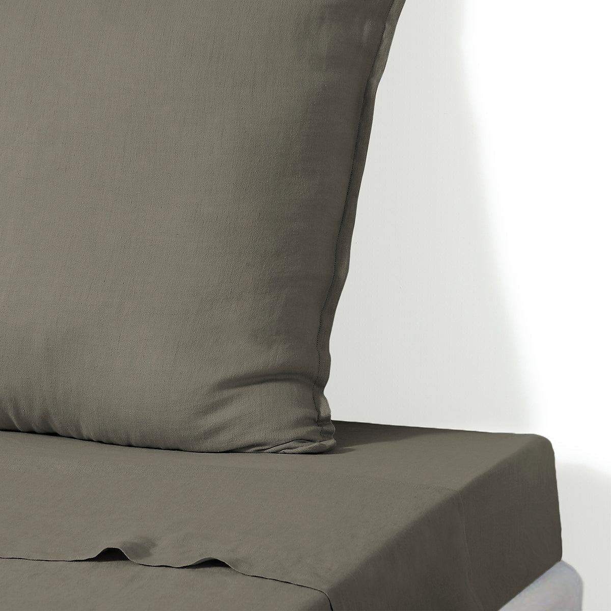 Camille - Drap Plat - Lin Lavé - Vert Kaki