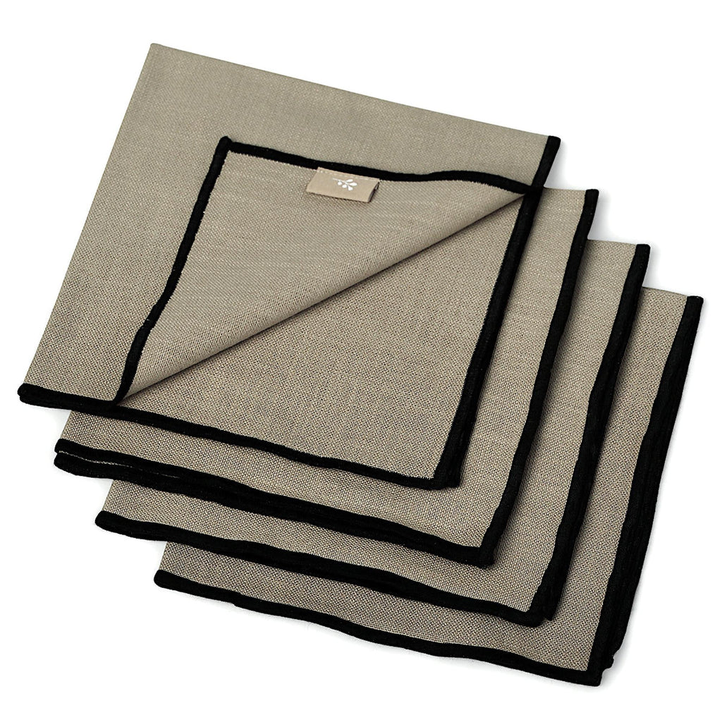 Ernest - Lot De 4 Serviettes De Table - Naturel/Noir