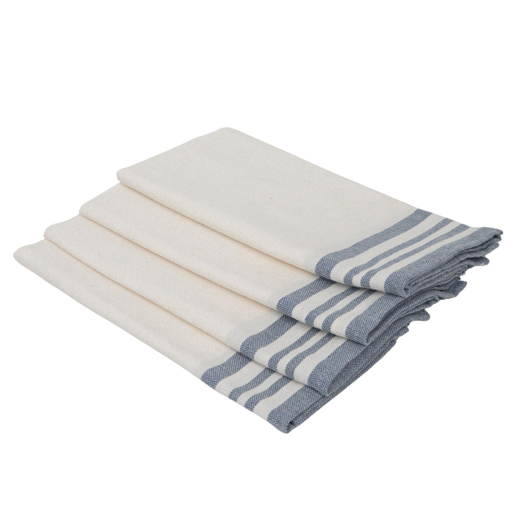 Mahdia - Lot De 4 Serviettes De Table - Blanc/Bleu Jean