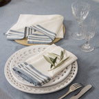 Mahdia - Lot De 4 Serviettes De Table - Blanc/Bleu Jean