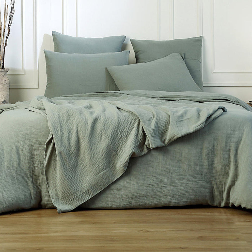 Carla - Bedspread - Cotton Gauze - Celadon Green