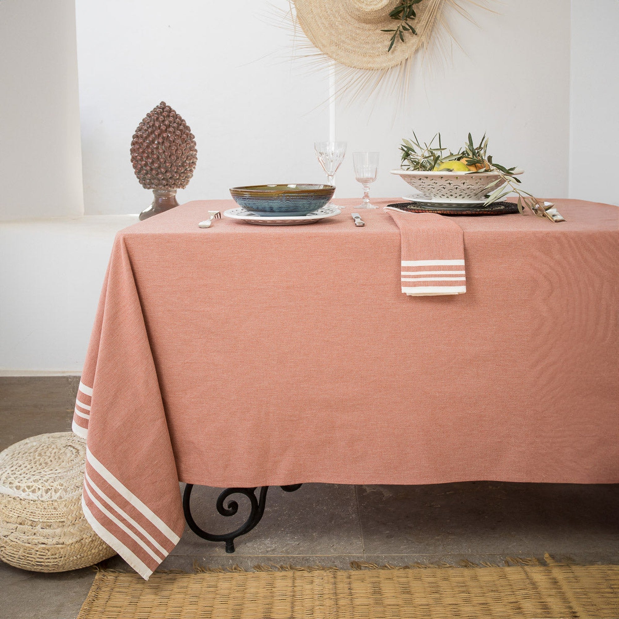 Mahdia - Parure De Table - Coton - Rouge Tomette