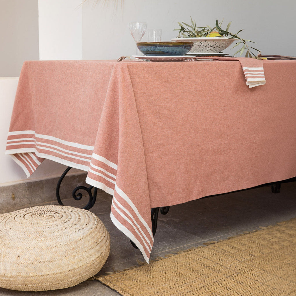 Tablecloth &amp; 4 Cotton Napkins 150X250 - Mahdia - Terracotta Red