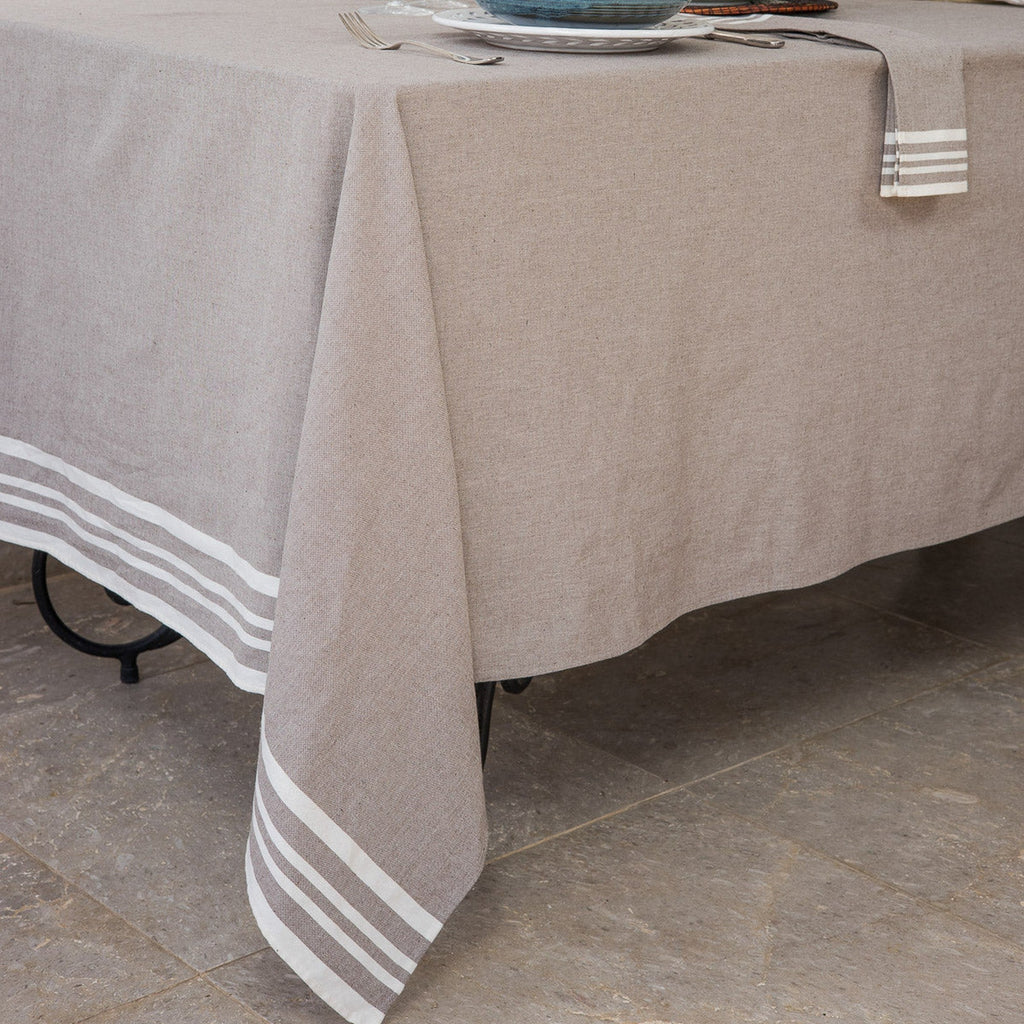 Tablecloth &amp; 8 Cotton Napkins 180X350 - Mahdia - Taupe