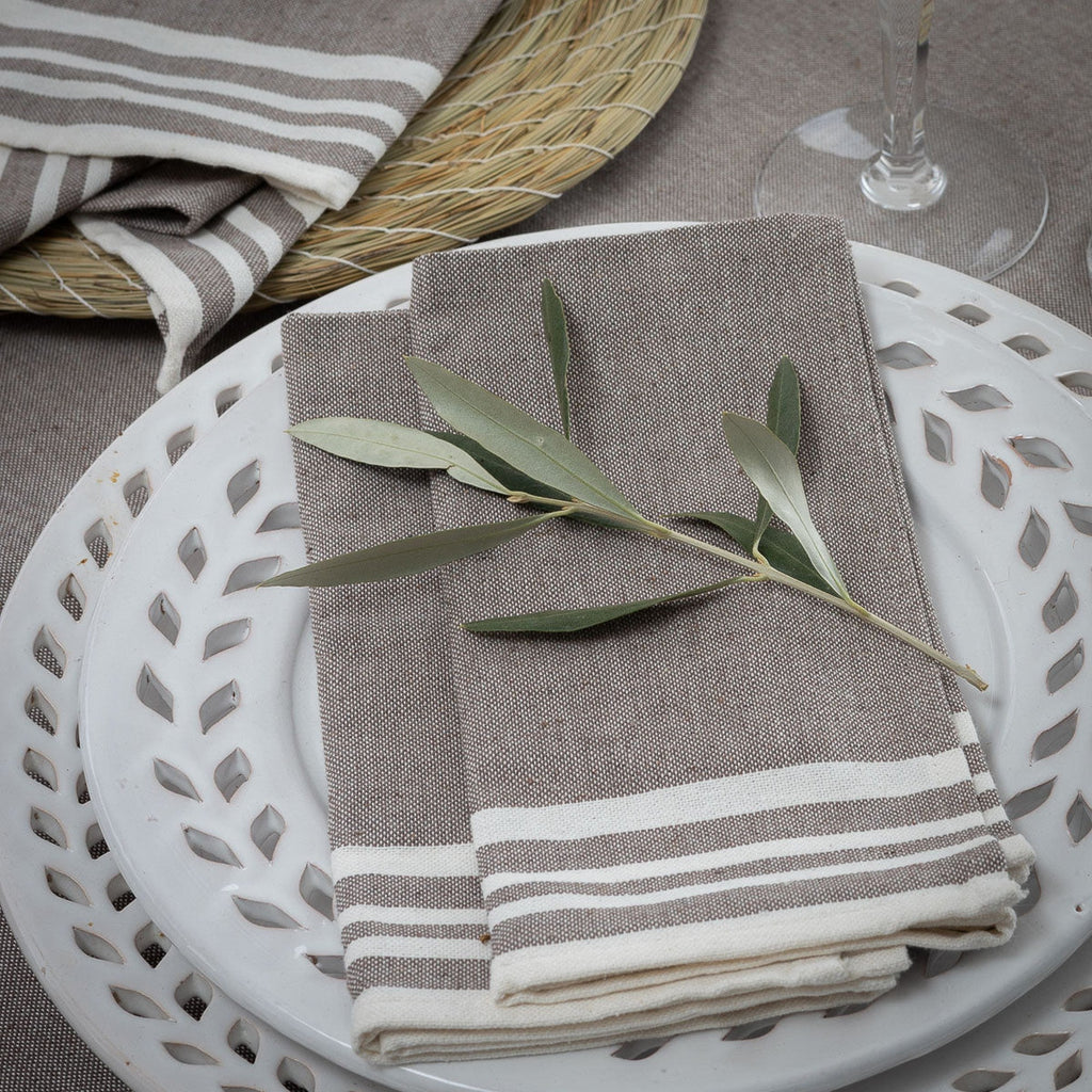 Tablecloth &amp; 8 Cotton Napkins 180X350 - Mahdia - Taupe