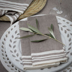 Tablecloth &amp; 8 Cotton Napkins 180X350 - Mahdia - Taupe