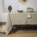 Tablecloth &amp; 8 Cotton Napkins 180x350 - Mahdia - Olive Green
