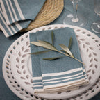 Set of 4 Cotton Napkins 45x45 - Mahdia - Petrol Blue