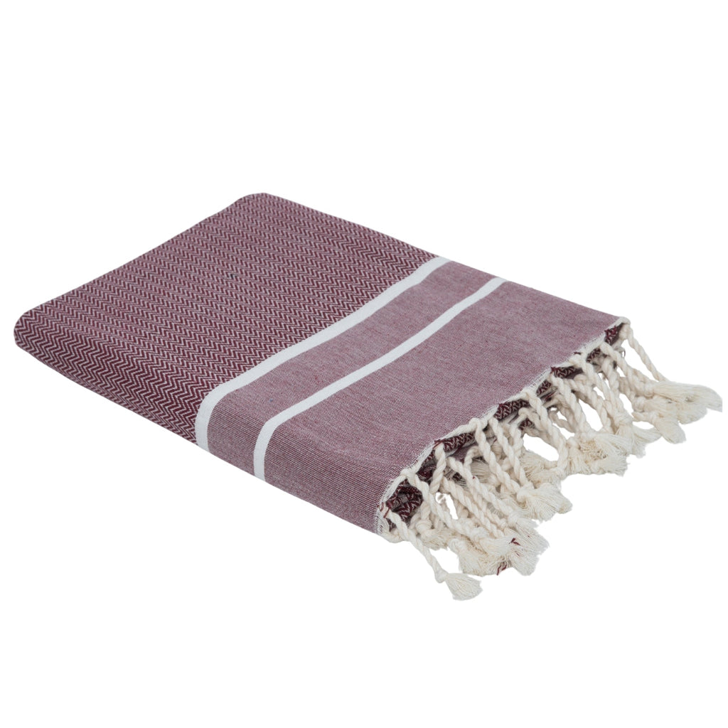 Sienna - Fouta Jacquard - Rouge Bordeaux