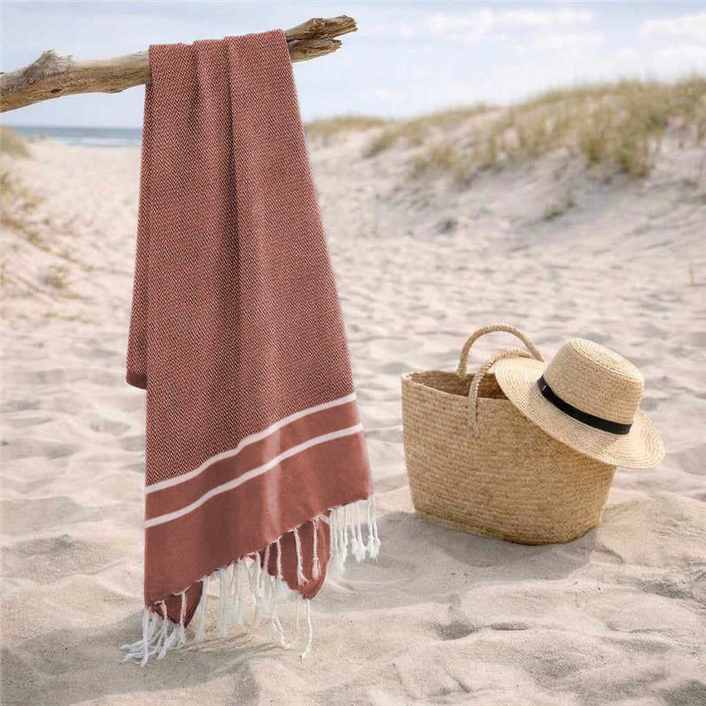 Sienna - Fouta Jacquard - Rouge Tomette