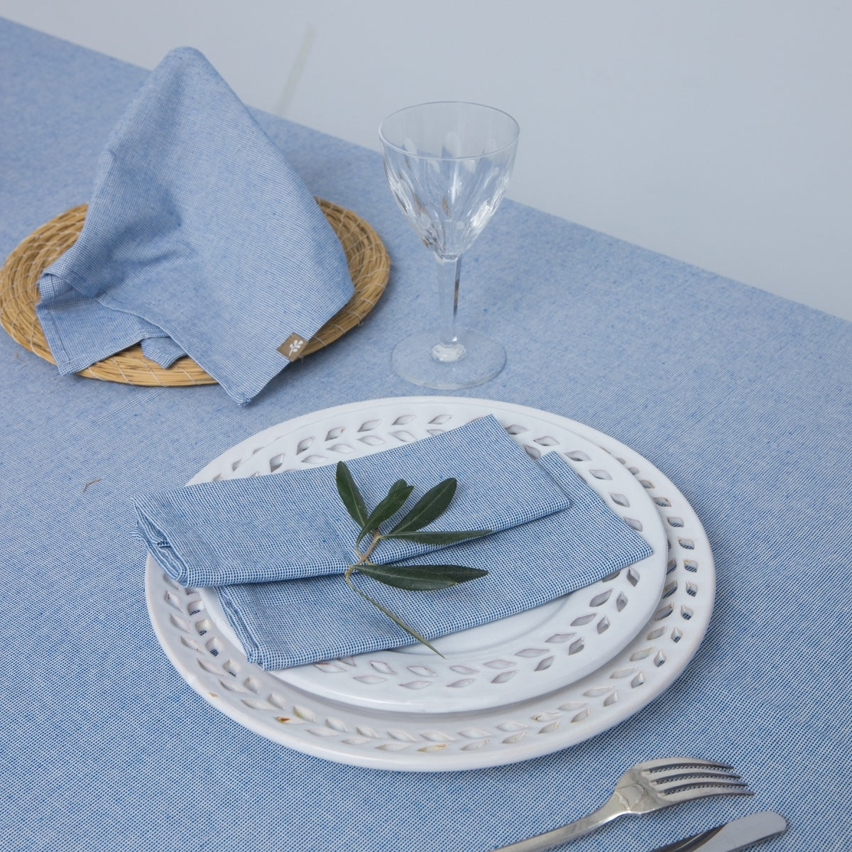 Colette - Lot De 4 Serviettes De Table - Bleu Grec