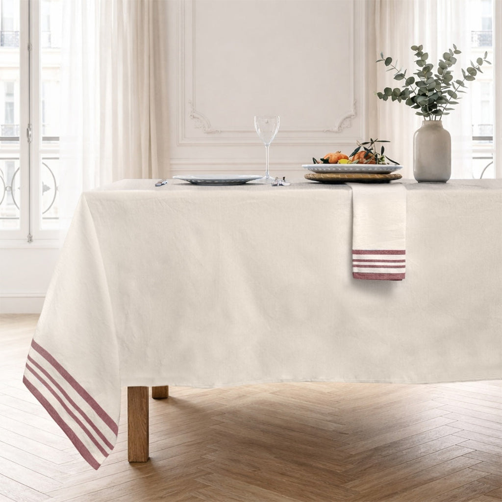 Juego De 4 Servilletas De Mesa Guetary - Lino Beige / Rojo Tomette - Algodón
