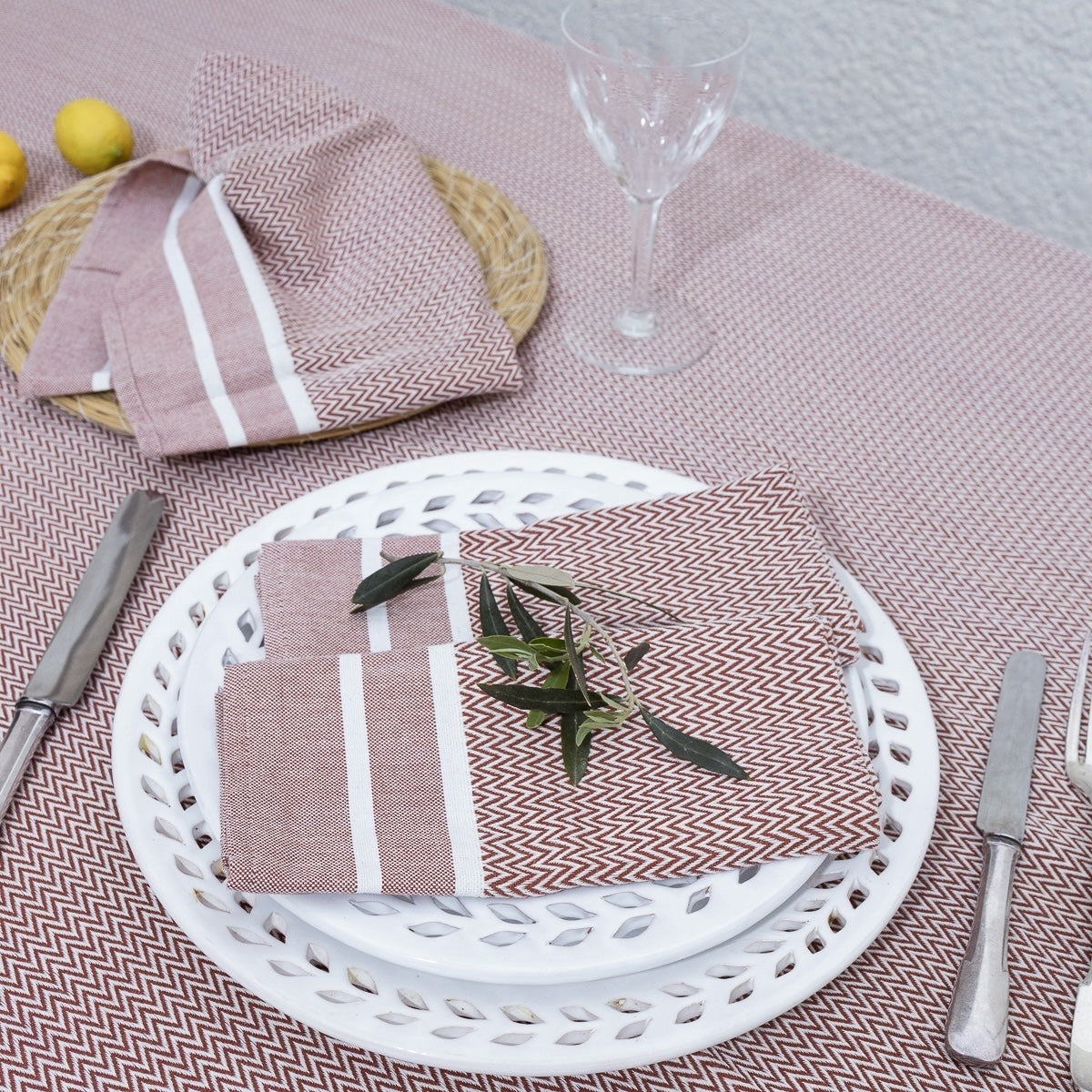Sienna - Lot De 4 Serviettes De Table - Rouge Tomette