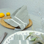 Sienna - Nappe + 4 Serviettes - Vert Olive
