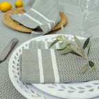 Sienna - Nappe + 4 Serviettes - Vert Olive