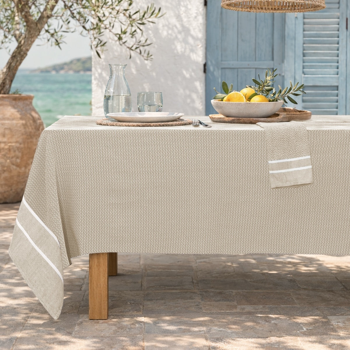 Sienna - Nappe + 4 Serviettes - Beige