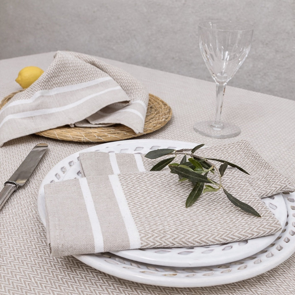Sienna - Nappe + 4 Serviettes - Beige