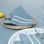Mantel 8 Servilletas Sienna - Azul Petróleo - Algodón